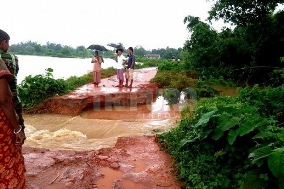 Monsoon hits Tripura: Roads, Paddy fields washed away due to continuous rain